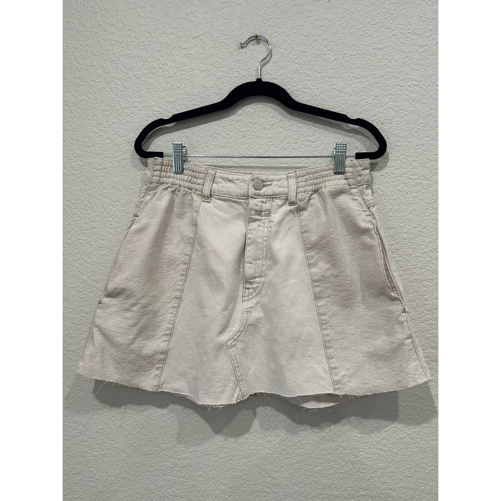Closed Women Organic Cotton Linen Denim‎ Mini Skirt Off White Made in Italy 28